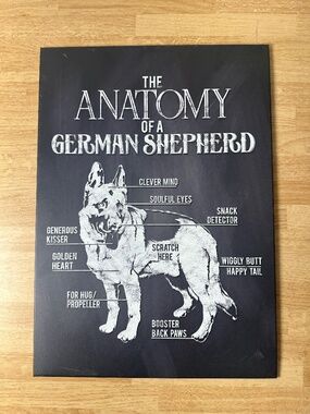 DISPLATE THE ANATOMY OF A GERMAN SHEPHERD DOG LOVER 18"X12.5" TIN METAL SIGN ART